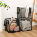 Foldable Mesh Laundry Hamper with Handles - Black, Double - view 4