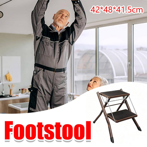 Foldable Metal Step Stool - Multi Use Footstool, Space Saving and Durable