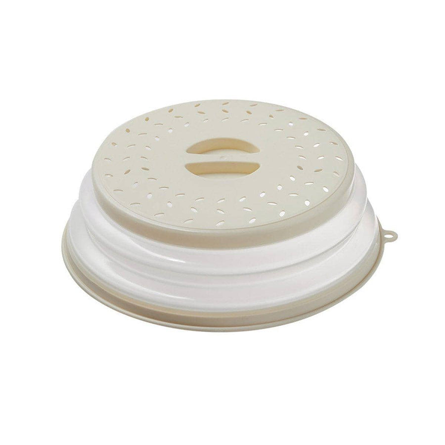 Foldable Microwave Food Cover Splash Guard with Steam Vents - White