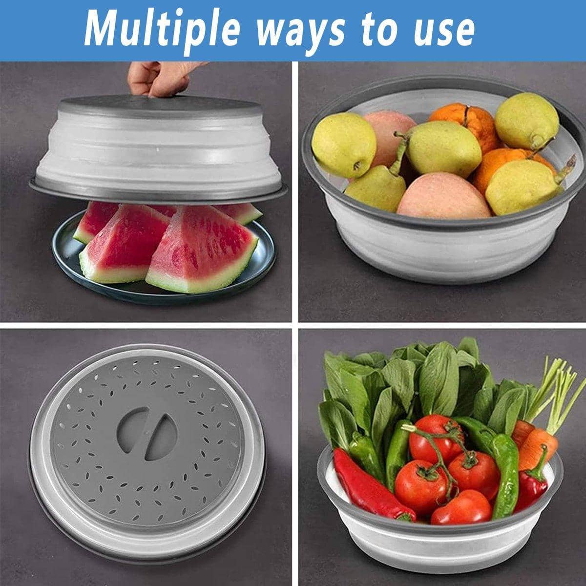 Foldable Microwave Food Cover Splash Guard with Steam Vents - White - view 5