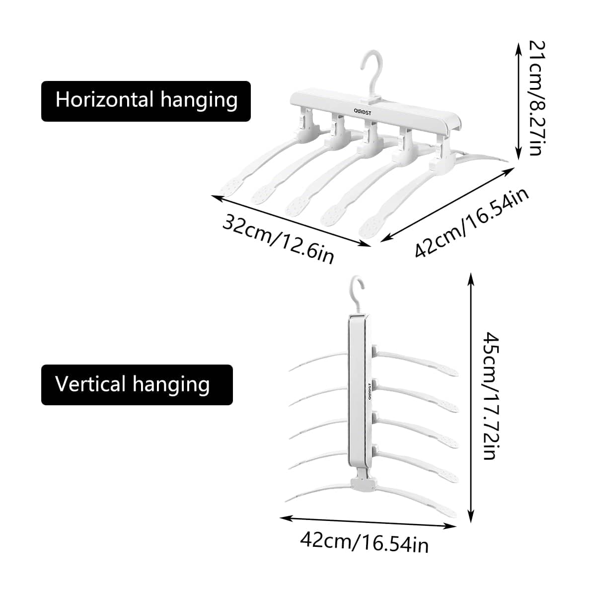 Foldable Multi Function Clothes Hanger Space Saving Non Slip for Coats and Shirts - Black - view 4