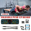 Foldable Multi-Function Push-Up Board with Resistance Bands - Black