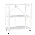 Foldable Multi Layer Storage Rack with Wheels, No Installation Needed - White