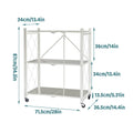 Foldable Multi Layer Storage Rack with Wheels, No Installation Needed - White - view 4