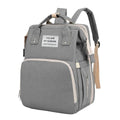 Foldable Nappy Bag Backpack with Built-In Rest Mat - Grey