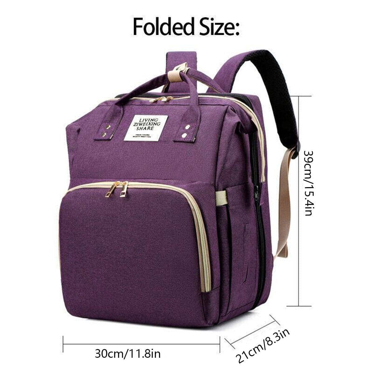 Foldable Nappy Bag Backpack with Built-In Rest Mat - Grey - view 4