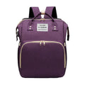 Foldable Nappy Bag Backpack with Built-In Rest Mat - Purple