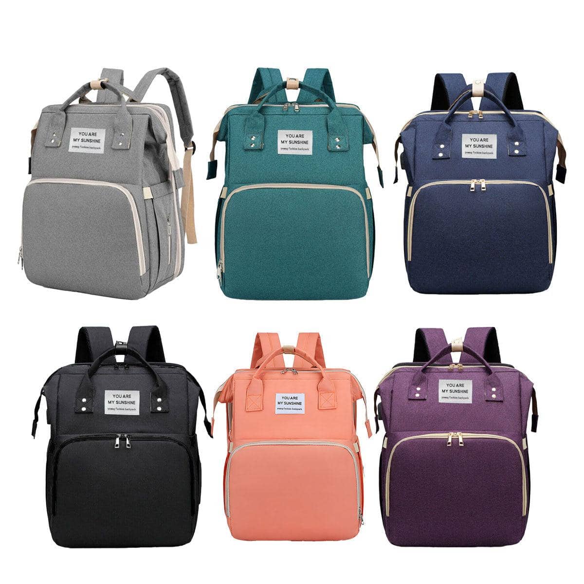 Foldable Nappy Bag Backpack with Built-In Rest Mat - Purple - view 3