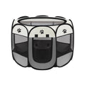Foldable Octagonal Pet Pen with Mesh Panels - Medium, Grey (91 cm Diameter)