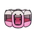 Foldable Octagonal Pet Pen with Mesh Panels - Medium, Pink (91 cm Diameter)