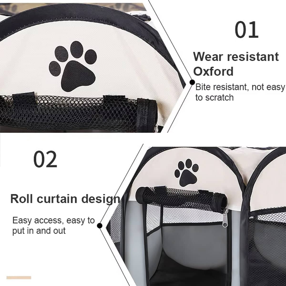 Foldable Octagonal Pet Pen with Mesh Panels - Medium, Pink (91 cm Diameter) - view 5