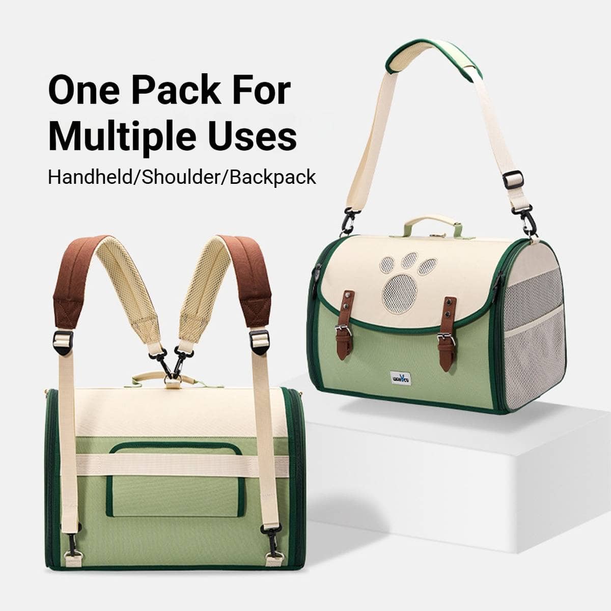 Foldable Outdoor Pet Backpack Carrier for Cats and Dogs - Green - view 4