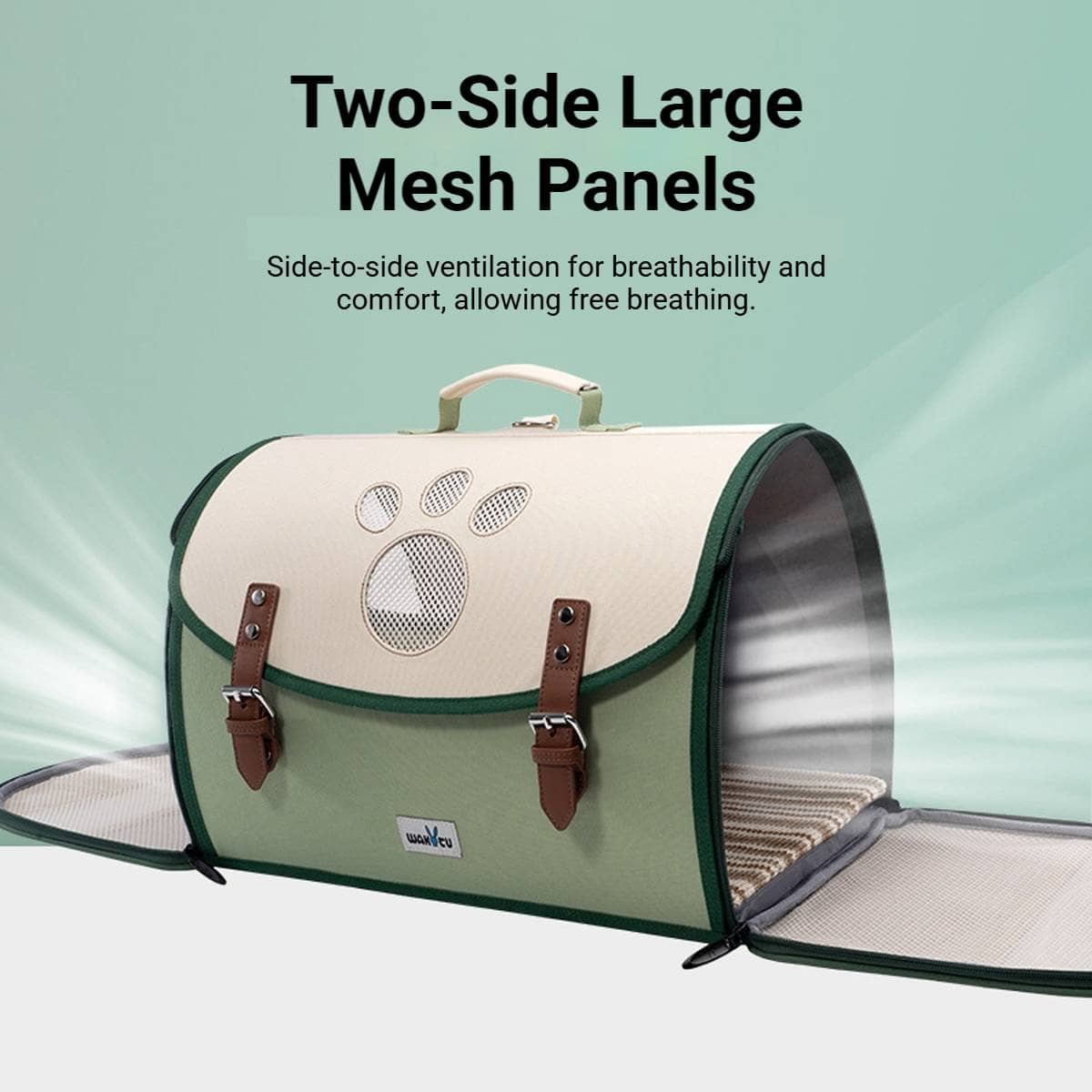 Foldable Outdoor Pet Backpack Carrier for Cats and Dogs - Green - view 5