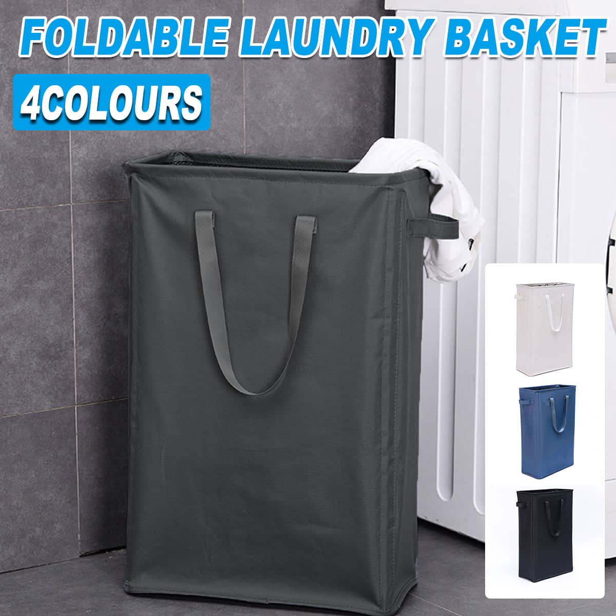 Foldable Oxford Cloth Laundry Basket, 39 x 19 x 62.5 cm - Dark Grey - view 2