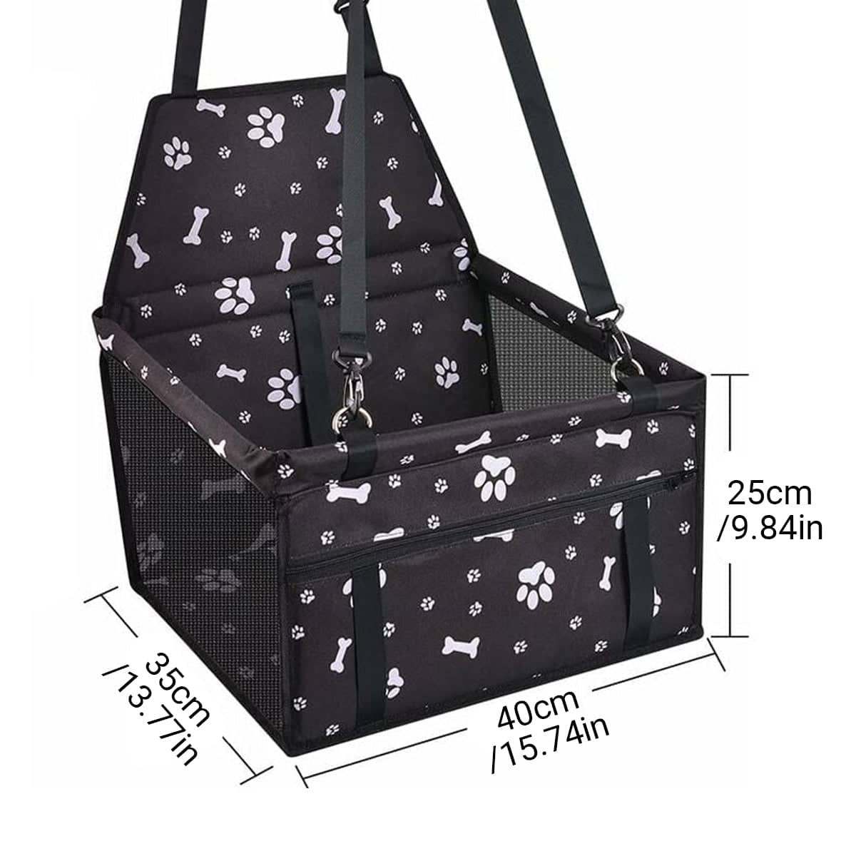 Foldable Pet Car Carrier with Breathable Mesh, 40 x 35 x 25 cm - Black - view 4