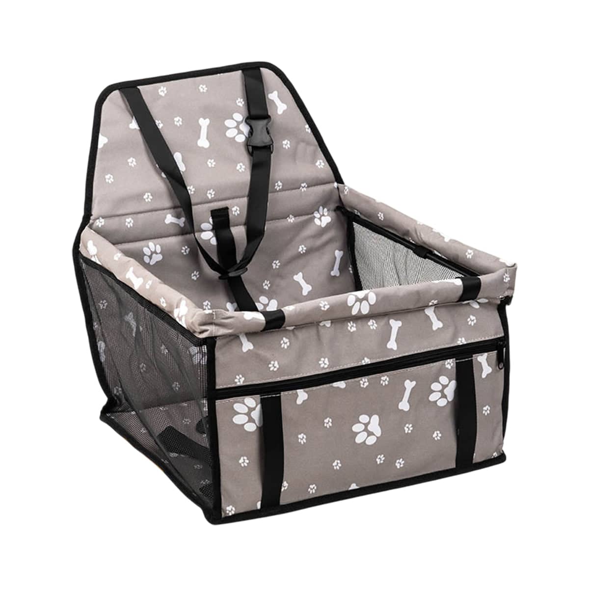 Foldable Pet Car Carrier with Breathable Mesh, 40 x 35 x 25 cm - Grey