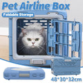 Foldable Pet Carrier Airline Box for Small Cats and Dogs, Portable Travel Cage - Blue