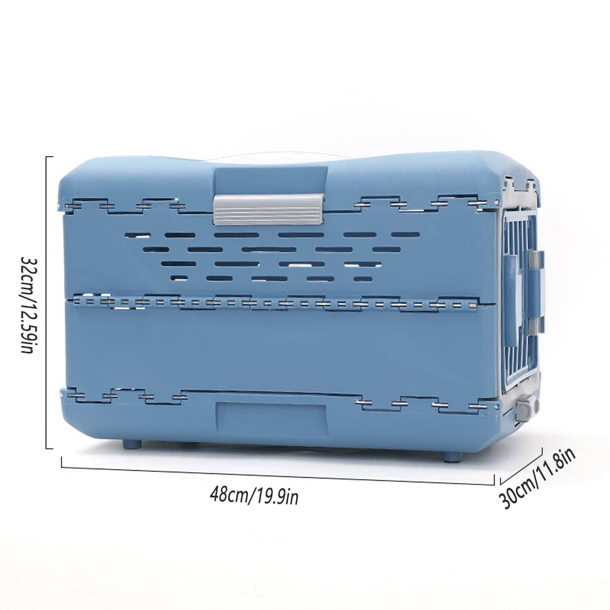 Foldable Pet Carrier Airline Box for Small Cats and Dogs, Portable Travel Cage - Blue - view 4