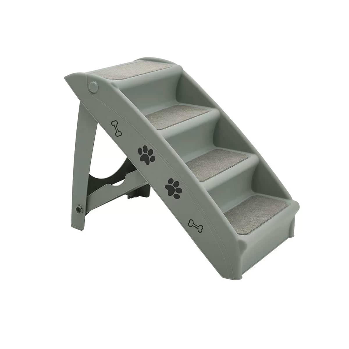 Foldable Pet Stairs with Four Non-Slip Steps, Light Grey - view 2