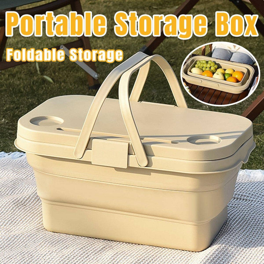 Foldable Picnic Basket with Multifunctional Lid and Cup Holders