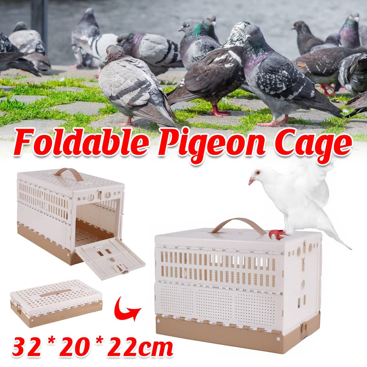 Foldable Pigeon Cage Plastic Homing Pigeon Crate Carrier Training Transport Box