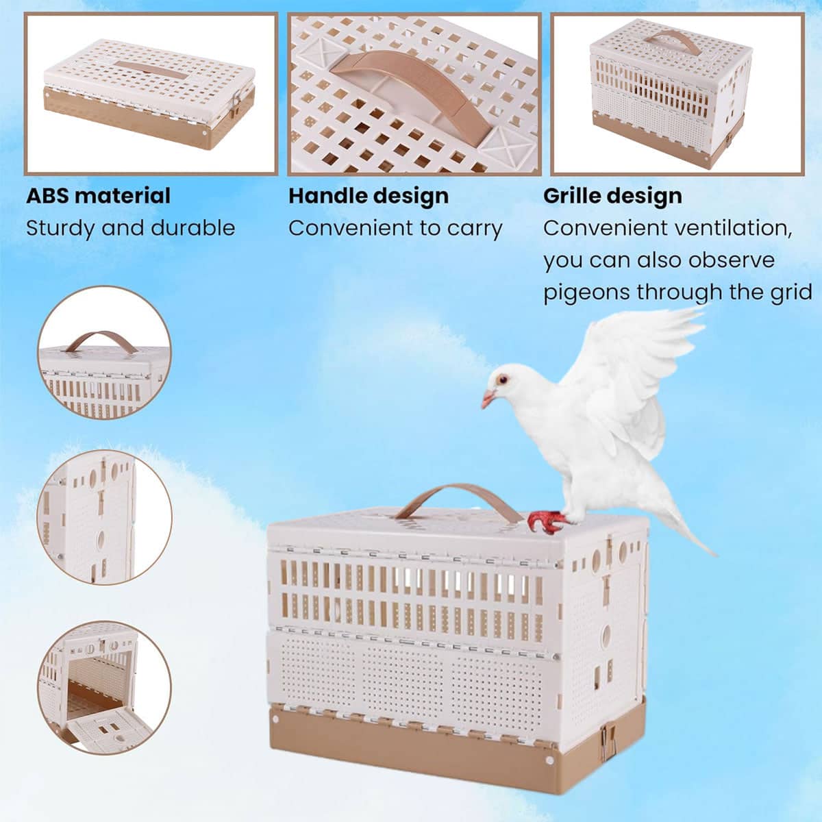 Foldable Pigeon Cage Plastic Homing Pigeon Crate Carrier Training Transport Box - view 4