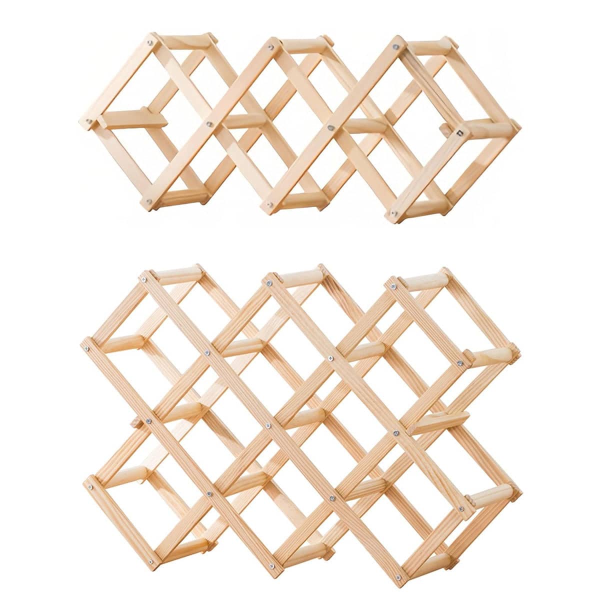 Foldable Pine Wood Wine Rack for 5 Bottles - 45 x 16.5 cm - view 3