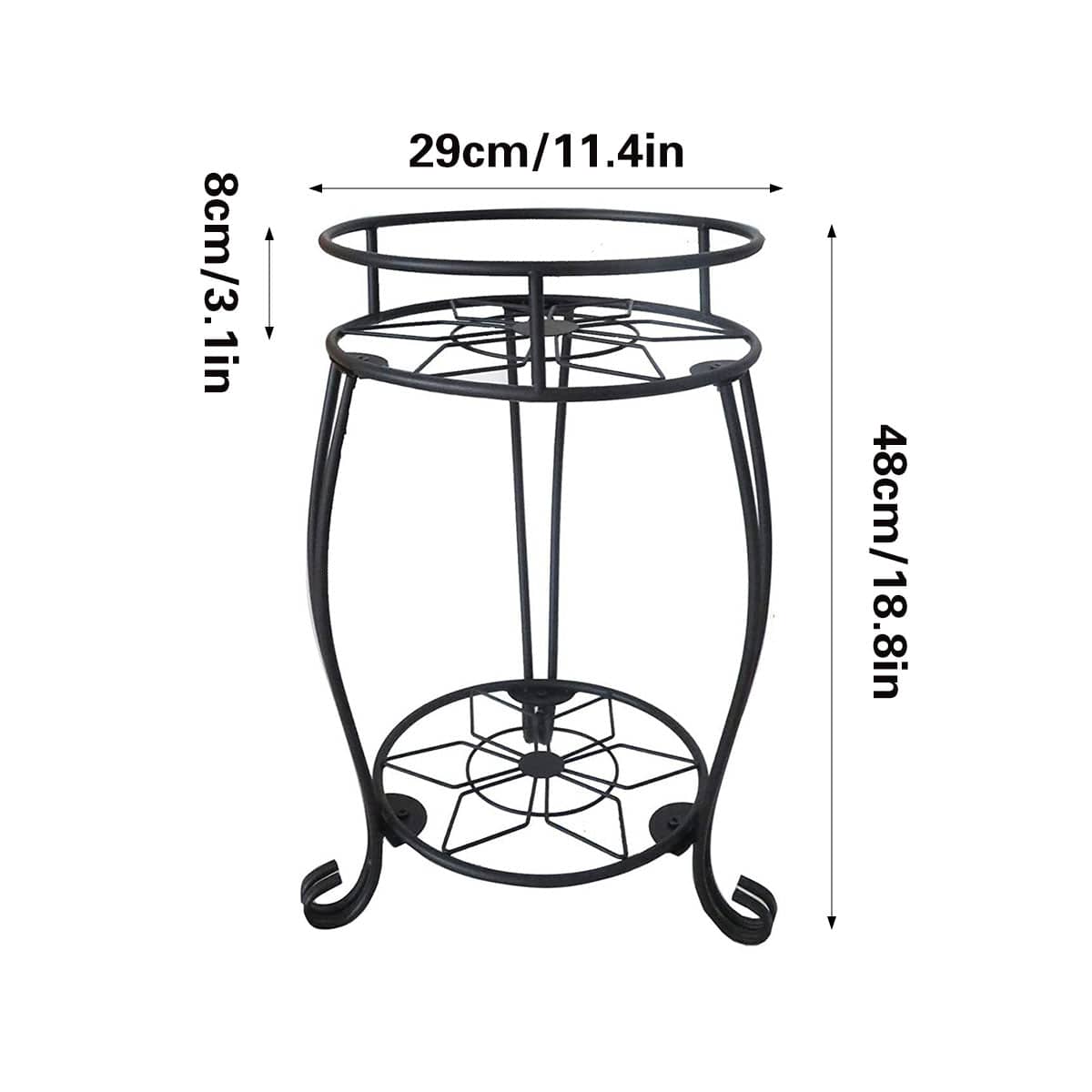 Foldable Plant Stand 2 Tier Metal Flower Shelf for Indoor and Outdoor Garden Use - view 3