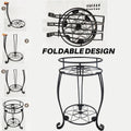 Foldable Plant Stand 2 Tier Metal Flower Shelf for Indoor and Outdoor Garden Use - view 4
