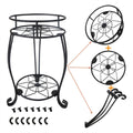 Foldable Plant Stand 2 Tier Metal Flower Shelf for Indoor and Outdoor Garden Use - view 5