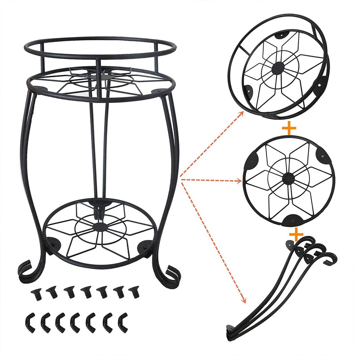 Foldable Plant Stand 2 Tier Metal Flower Shelf for Indoor and Outdoor Garden Use - view 5