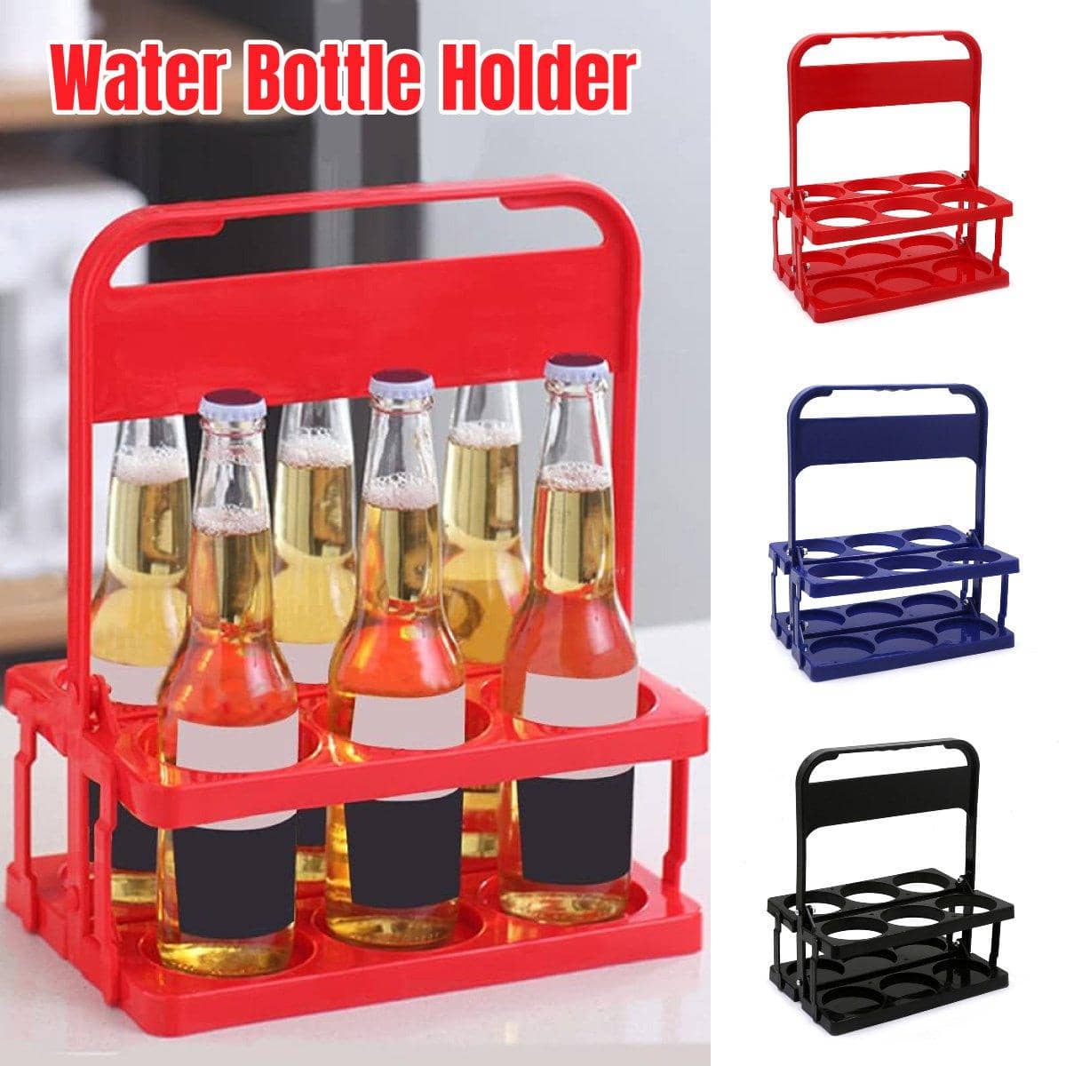 Foldable Plastic Beer Carrier Basket for Bottles and Cans - Black - view 2