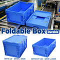Foldable Plastic Storage Box with Rounded Corners for Workshop and Garage - With Lid - view 2