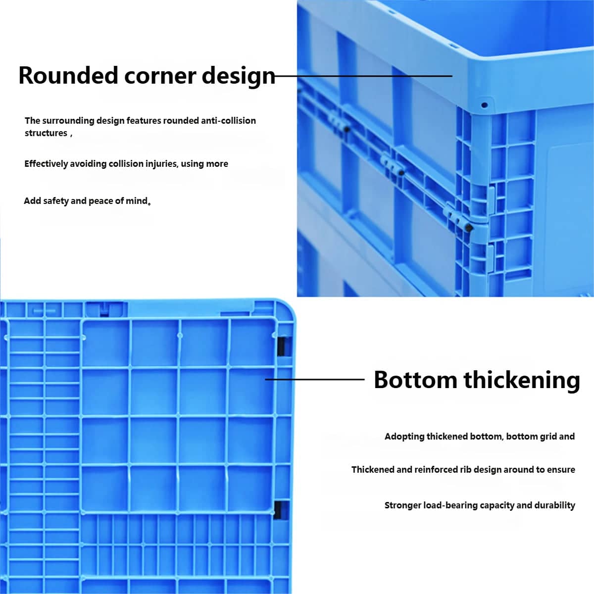 Foldable Plastic Storage Box with Rounded Corners for Workshop and Garage - With Lid - view 5