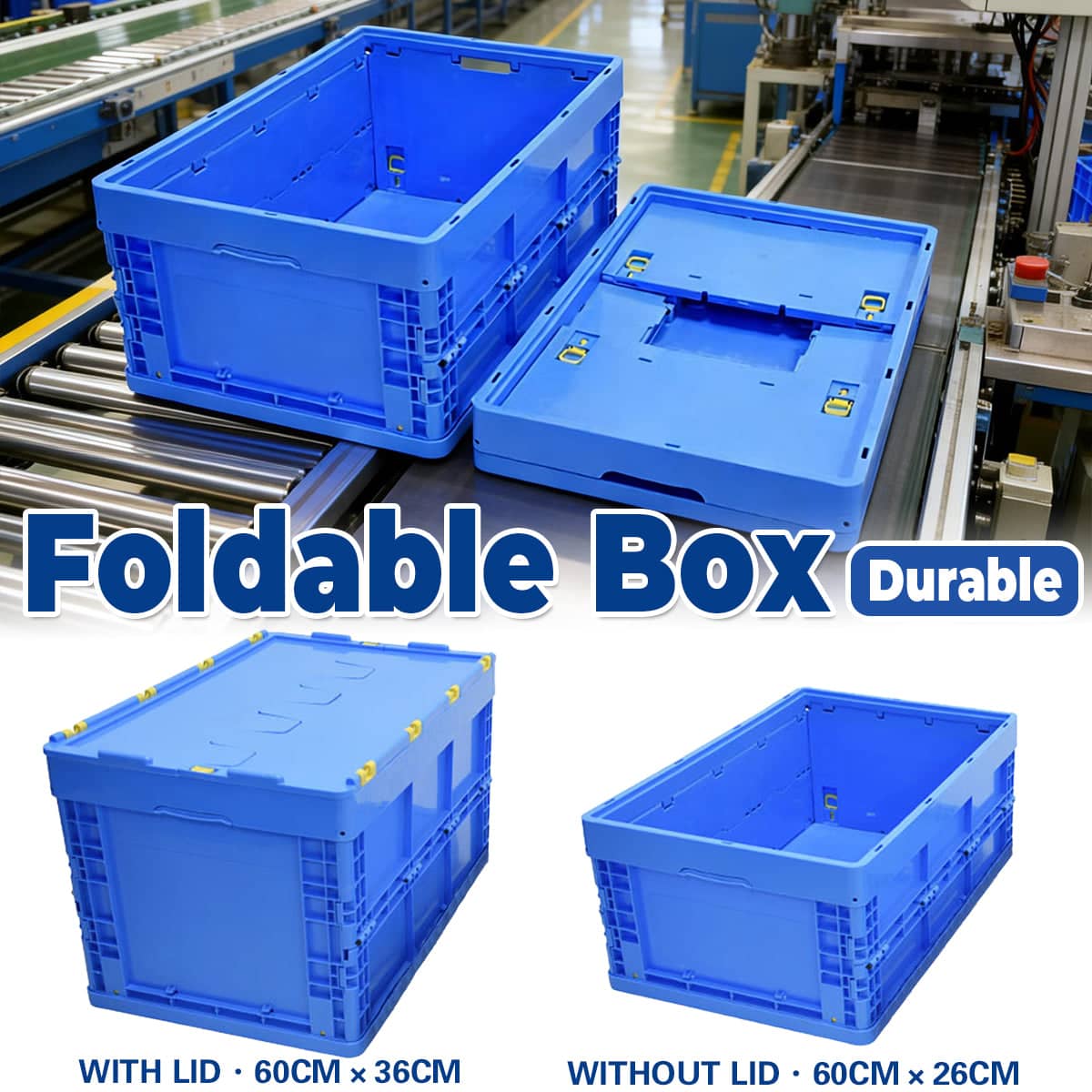 Foldable Plastic Storage Box with Rounded Corners for Workshop and Garage - Without Lid - view 2
