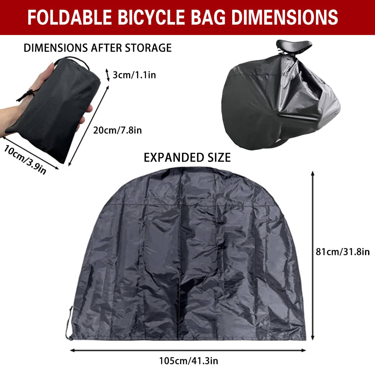 Foldable Polyester Bike Carry Bag for Folding Bike - 105 x 81 cm - view 3