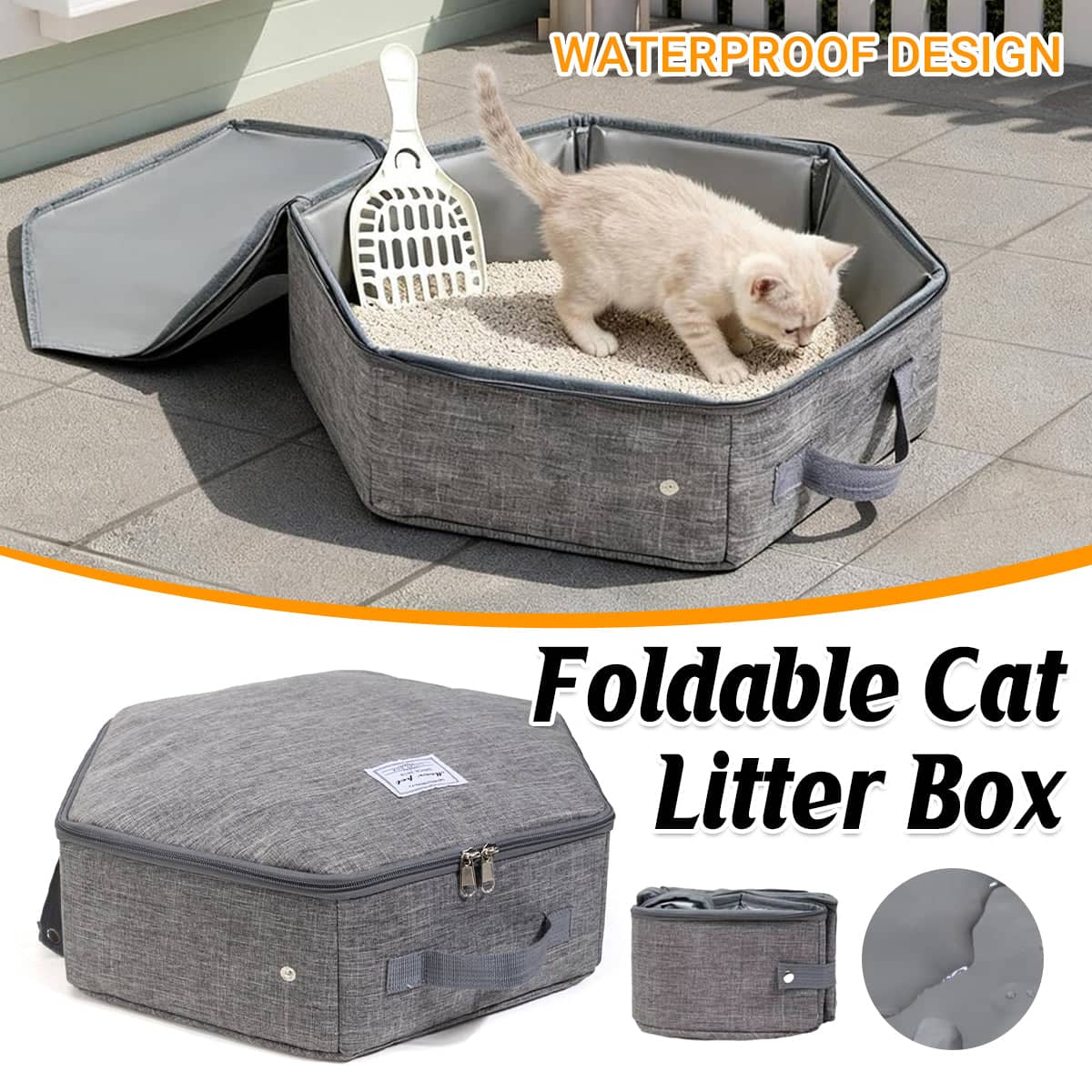 Foldable Portable Cat Litter Box for Travel and Outdoor Use, Lightweight Collapsible