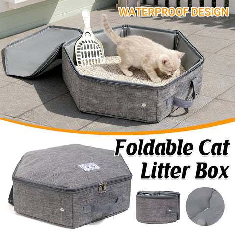 Foldable Portable Cat Litter Box for Travel and Outdoor Use, Lightweight Collapsible