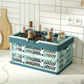 Foldable Portable Storage Basket with Handles for Picnics and Groceries - Grey and White - view 5