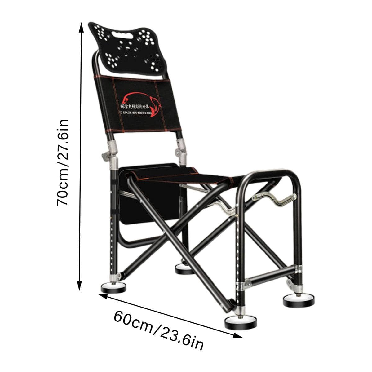 Foldable Recliner Fishing Chair with Backrest, Portable Camping Chair - view 3