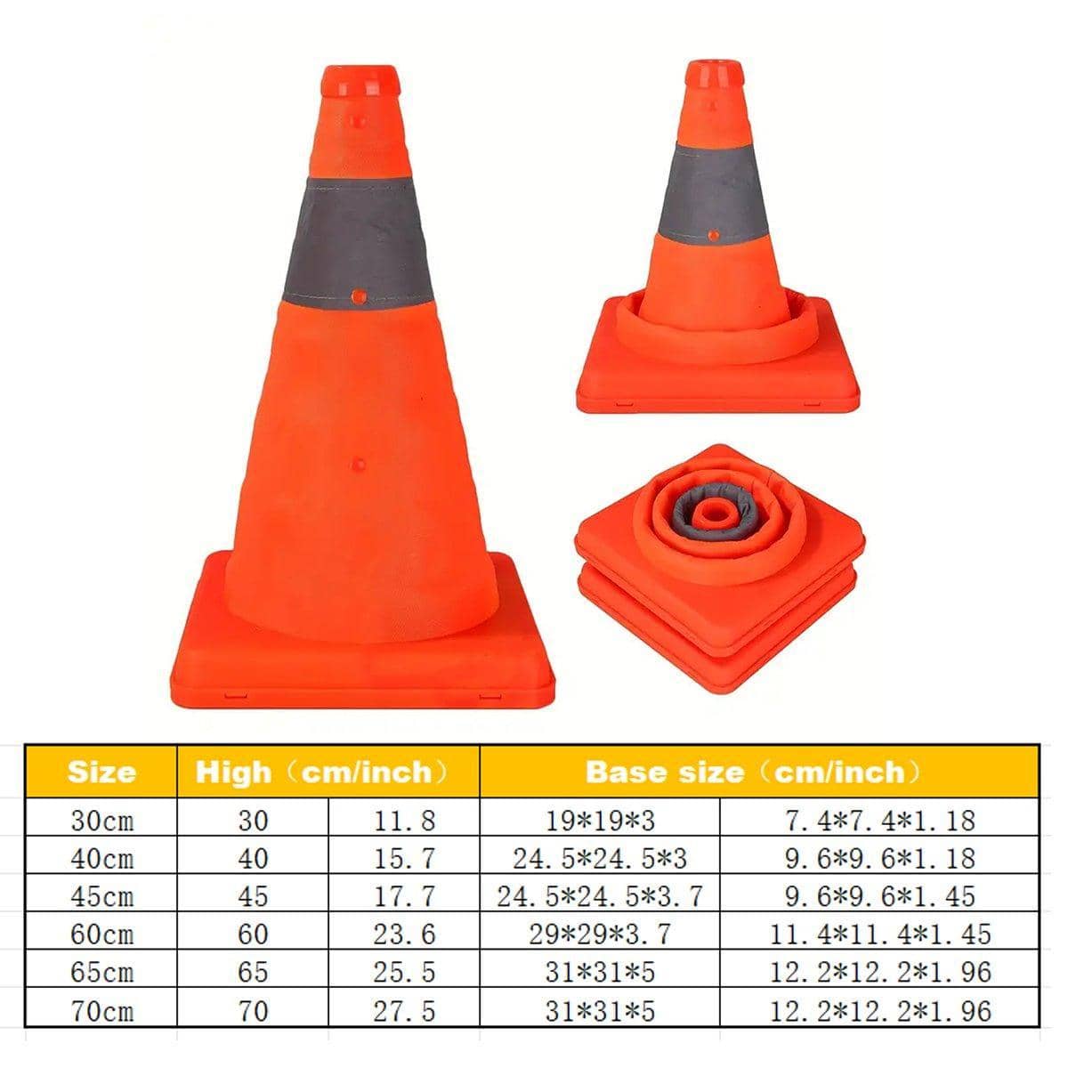 Foldable Reflective Traffic Cone for Road Safety - 60 cm - view 4