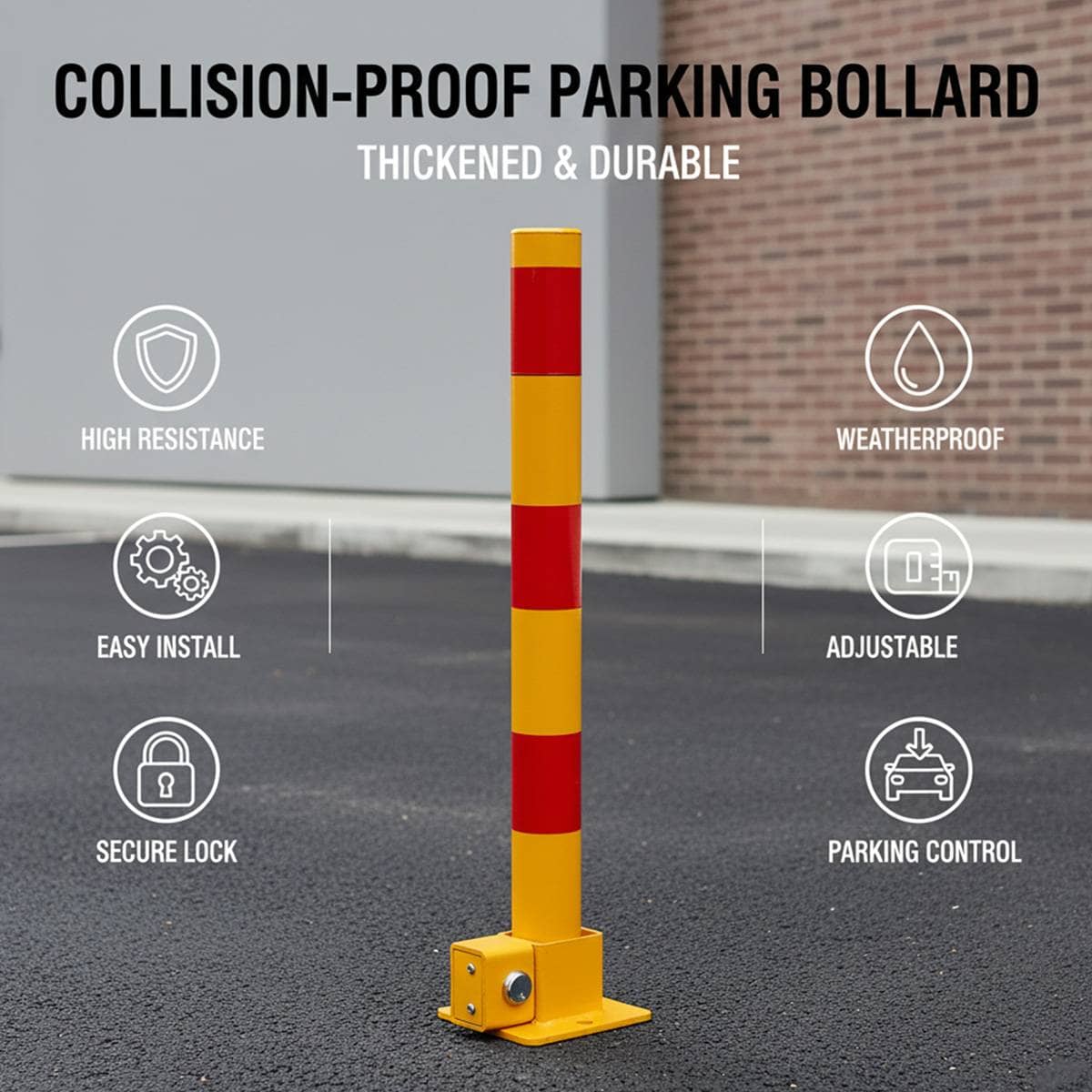 Foldable Residential Driveway Parking Bollard Post Lock