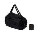 Foldable Reusable Shopping Bag, Waterproof Nylon Shoulder Tote - Black