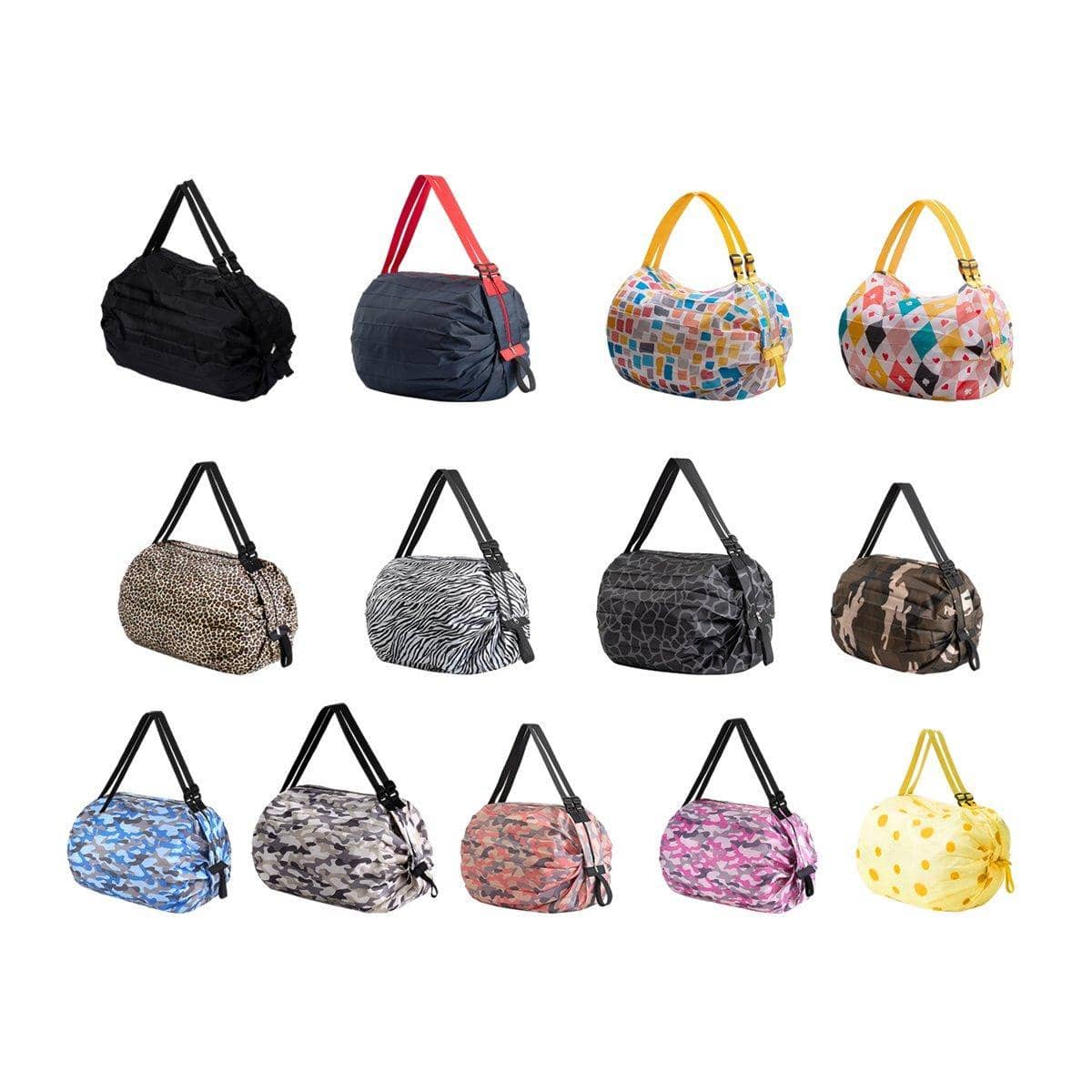Foldable Reusable Shopping Bag, Waterproof Nylon Shoulder Tote - Zebra Pattern - view 3
