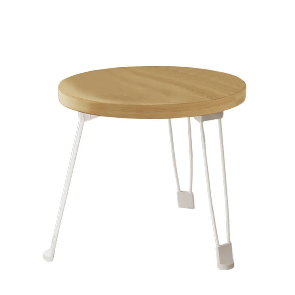 Foldable Round Side Table, Wood-Look Top with Steel Legs, Waterproof - view 2
