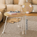 Foldable Round Side Table, Wood-Look Top with Steel Legs, Waterproof - view 3