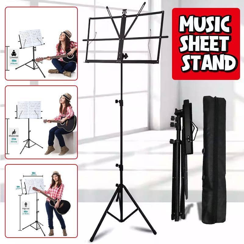 Foldable Sheet Music Stand Tripod Holder with Carry Bag for Stage, Violin and Guitar