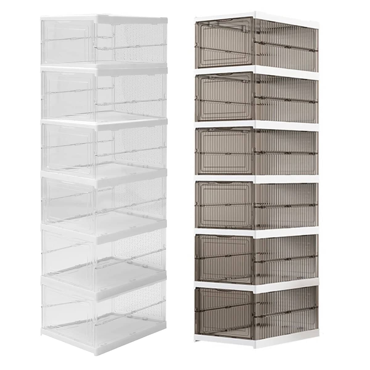 Foldable Shoe Box Dustproof Stackable Storage Cabinet - Transparent - view 3