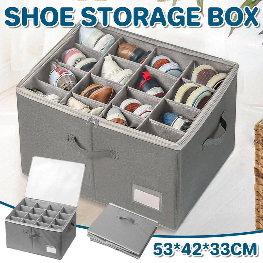 Foldable Shoe Box Organiser with Adjustable Dividers for Shoe Storage