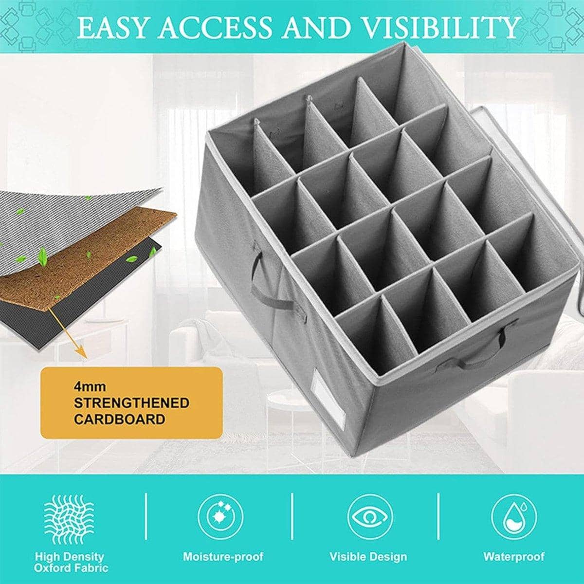 Foldable Shoe Box Organiser with Adjustable Dividers for Shoe Storage - view 4